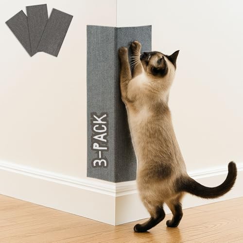 Cat Scratch Mat (3 Pack), 23.6&rsquo;&rsquo; x 11.8&rsquo;&rsquo; Cat Wall Corner Scratcher, Versatile Self-Adhesive...