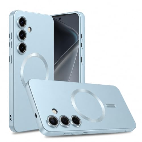Image of DIZORO Samsung S24 5g Case, Compatible with Mag Safe Back Cover, Matte Luxury Metallic Luster Flexible TPU Wireless Charging Shockproof Case with Camera Protector Lens (Sierra)