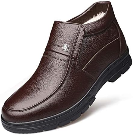 メンズ レザーブーツ スリッポン ショートブーツ 冬 ファー 雪靴 アンクルブーツ フラット スリッポン ブラック ブラウン ファッション 男性 ビジネス オフィス フォーマル ワーク 防寒 B081ryv13q 2 275円