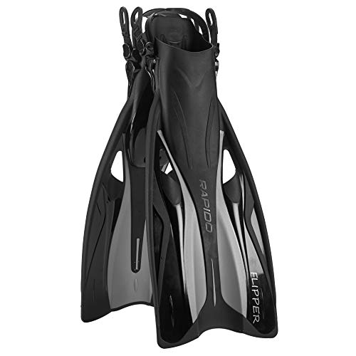 Rapido Boutique Collection Italian Design Premium Tempered Glass Lens Anti-Fog Panoramic View Frameless Snorkel Mask, Elite Dry Snorkel Tube, Quick Adjust Fins - Mask Fin Snorkel Set by Phantom Aquatics - Image 2