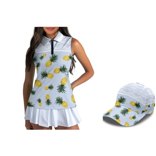 Nxidvxne Fresh Sweet Pineapple Print Womens Beginner Golf Set Sleeveless