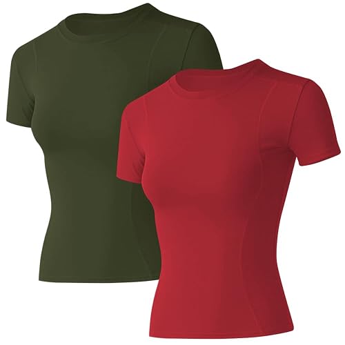 Loovoo Women Workout Shirts 1/2/3 Pack Athletic Compression Tee Dry