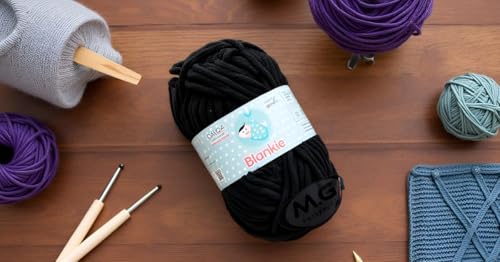 Image of M.G ENTERPRISE Knitting Yarn Thick Chunky Wool, Blankie Black 200 GMS Best Used with Knitting Needles-LO Art-AEII
