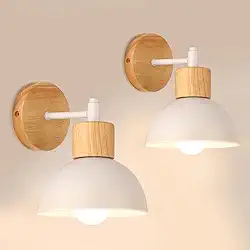 Arandela Quarto, Com 2 Arandelas de Parede de Madeira E27 Moderna, Conjunto de Casa Simples, Luminária de Parede 220V