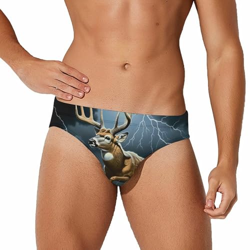 Deer Thunder Men's Swim Briefs Sexy Bikini Swimsuit Beach Shorts Underwear Low Waist