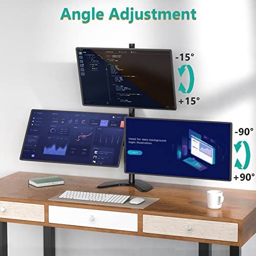 Image of WALI Triple Monitor Stand, Free Standing Three Monitor Desk Mount Fully Adjustable, Fits 3 Screens up to 27 inch, 22 lbs Weight Capacity per Arm (MF003S), Black