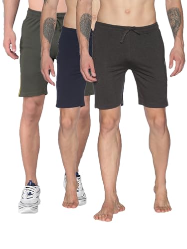 Image of Dollar Cotton Rich Fabric Solid Men's Shorts | Contrast Piping | One Side Zipper Pocket with Embossed Branding | Self Waistband with Drawcord | Wide Array of Attractive Colours
