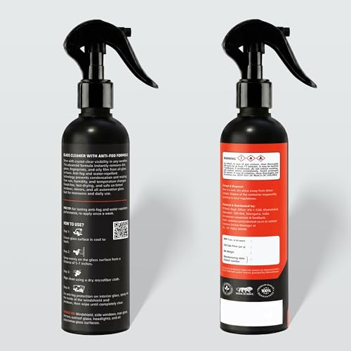 Image of Car Glass Cleaner Spray | 250ml | Anti-Fog Formula | Streak Free Shine for Car Windshields, Windows & Mirrors | Water Repellent Shield | Removes Dirt, Grim & Oily Film from Glass