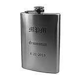 Custom Engraved 8oz (QTY 9) - PERSONALIZED - Wedding Flask Up to 3 lines in Old English font - L1