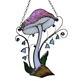 Mushroom with Bluebells Stained Glass Handmade Sun Сatcher Fairy Window Home Hanging Whimsical Spring Forest Décor