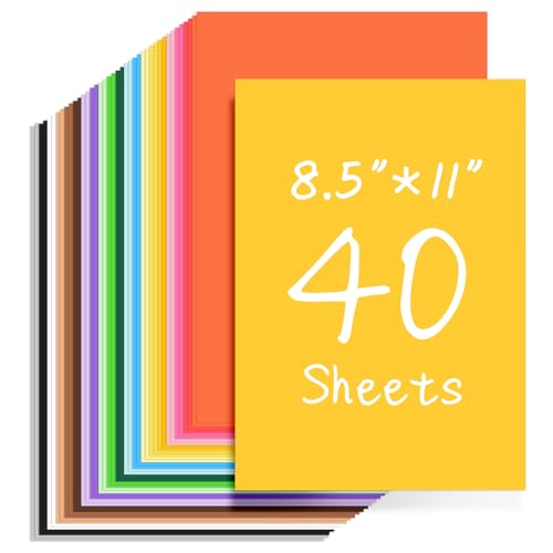 40 PCS Cardstock 8.5 x 11 Craft Bulk Construction Paper 180GSM/65LB 20 Colors Card Stock Paper for Card Making Printer Scrapbook Decorations DIY