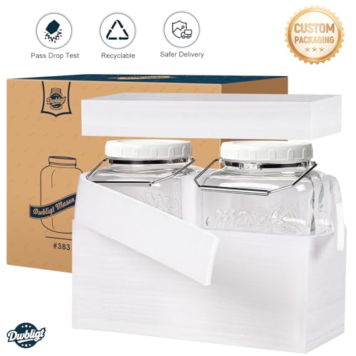 Dwbligt 2 Pack 1.5 Gallon Glass Jar With Airtight Lid, Large Mason Jars Wide Mouth with Scale Marks, Big Glass Storage Containers with Heavy-duty Handles & Non-slip Bases - for Flour, Pickling (192Oz by Dwbligt - Image 7