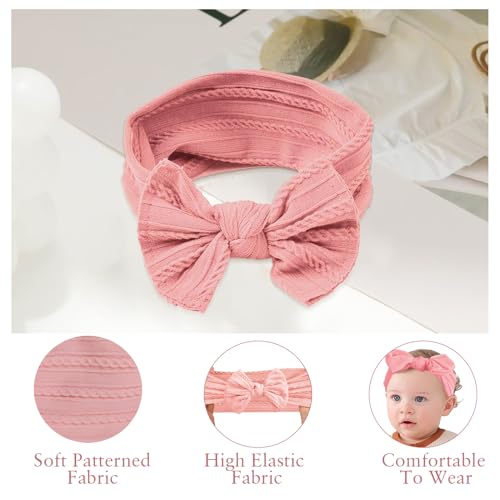 Uwiyo 8 Stück Nylon Turban Stirnband Blume Schleife Elastischer Baby Turban für Neugeborene, Kleinkinder