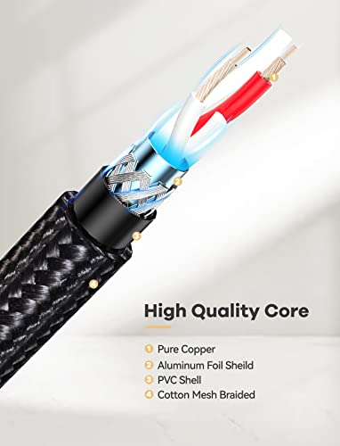 Vioy 1/4 Inch Trs Instrument Cable 6Ft, 6.35Mm Male Jack [Gold-Plated] Stereo Audio Balanced Interconnect Cord [Nylon Braided] Compatible For Bass, Keyboard, Mixer, Amplifier, Amp,Etc #TOP3