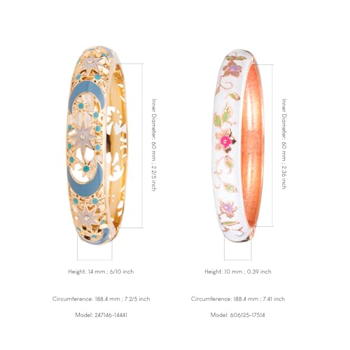 Image of UJOY Vintage Jewelry Cloisonne Handcrafted Flower Enameled Gorgeous Rhinestone Hinged Cuff Bracelet Bangles Gifts 88A10