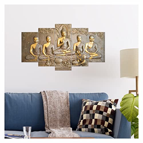 Paper Plane Design Buddha Painting 5 Piece