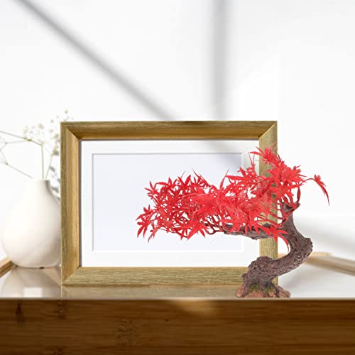 Hanabass Artificial Bonsai Plants Artificial Bonsai Tree Red Maple Tree Faux Plant Fake Bonsai Desk Plant Landscape Decoration For Home Living Room Bedroom Office Decor Japanese Straw Decoration #TOP4