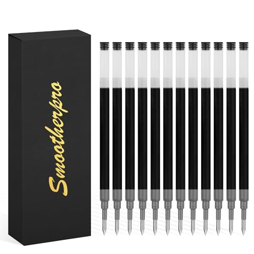SMOOTHERPRO Gel Ink Refills, 12 Pack for Bolt Action Pen, Compatible with Pilot G2, 0.5mm Fine Point, Black Ink(G212)