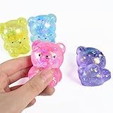 Glitter Bear Stress Ball – Slow Rise Stress Relief Fidget for Adults, Soft Flexible Sensory Tool with Random Colors, 5.5cm (Random 1 Pack)