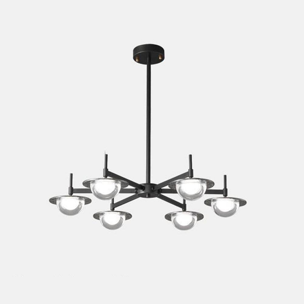 KXEcoLife Simple electroplated glass dining chandelier, Italian minimalist full copper for bedroom study room living lamps and lanterns,Black,6 Heads