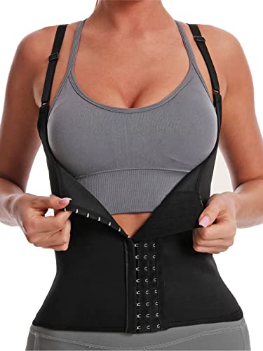 Verdusa Women's Waist Trainer Corset Body Shaper Cincher Sport Girdle Tank Top Black L #TOP26