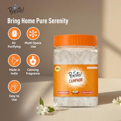 Image of Amazon Brand - Presto! Camphor Tablet | Small |500g Jar X Pack of 2 | For Puja