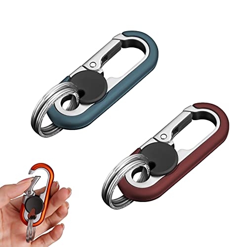 Wapsat Key Chains Men, 2023 Car Key Chain For Men, Anti-Loss Keychain With Double Keyrings, Quick Release Key Chain (2Pcs, Brown+Green) #TOP9