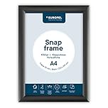 EUROPEL Snap Frame Black A4, 25 mm | Aluminium Anodised Construction & Anti-Glare Cover | Clip Poster Holders for Retail & Advertising Displays | Notice Sign Board Frame for Walls