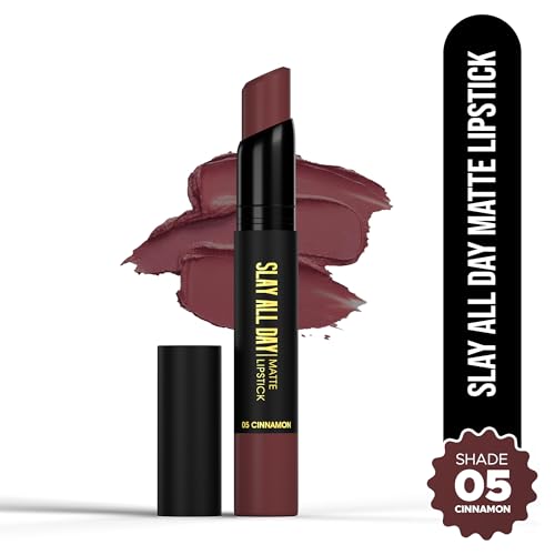 Image of Hilary Rhoda Slay All Day Matte Lipstick | Transfer-proof & Smudge-proof | Long-Lasting & Premium Creamy Lipstick | Waterproof & Vibrant Colour lipstick | 2.6g (Cinnamon - Shade 05)