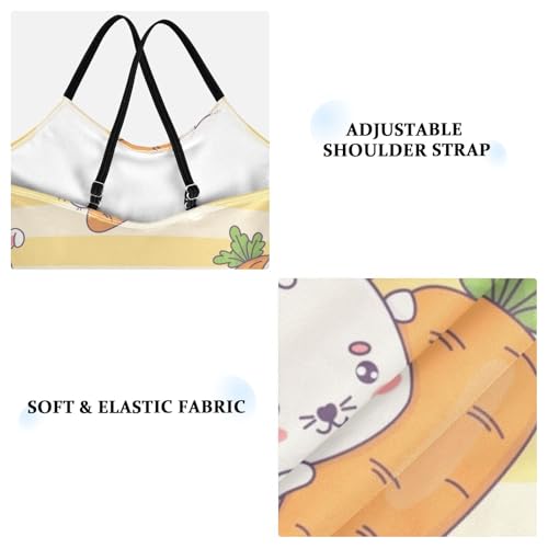 Girls One Piece Swimsuits Bunny with Carrot on Striped Sport Halter Swimwear Beach Bathing Suit, 5-6T3