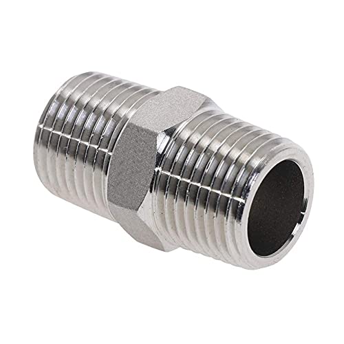 Image of Beduan 1 /2 inch Male to 1 /2 inchMale NPT Hex Nipple Stainless Steel Pipe Fitting (Pack of 4)
