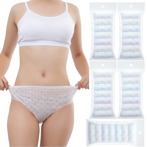 Women's Disposable Underwear Ladies Briefs Paper Printing Panties for Travel Hotel SpaHospital Stays Emergencies(35 Packs-L)