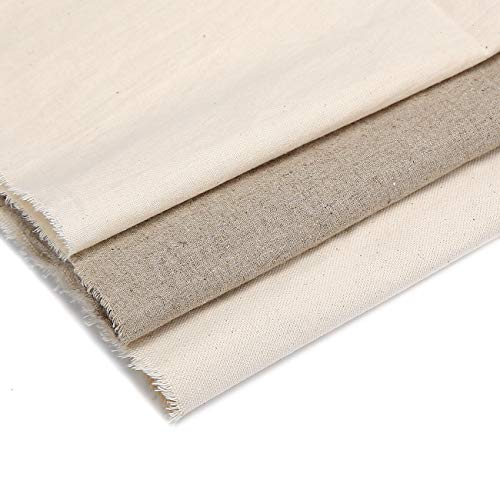 100% Cotton Canvas,Calico & Cotton Linen Mix Fabric For Craft,Paint,Patchwork,Apparel & Light Upholstery.neotrim Natural Fibres,Unbleached & Eco-Friendly Vegan Material, Cotton Linen, 1 Meter #TOP3
