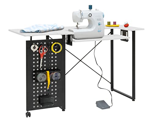 Pivot Sewing Table with Swingout Storage Panel