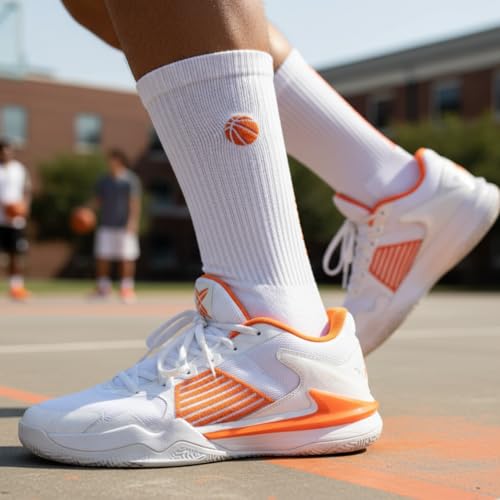 Image of ChalkTalkSPORTS Basketball Socks - Cushioned Mid-Calf Crew - Youth & Adult | Moisture-Wicking Performance Blend, Athletic Basketball Gear, Stay-Up Technology, Arch Support, Breathable, Boys and Men