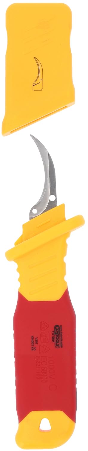 KS TOOLS Nóż do kabli z izolacją ochronną i ostrzem hakowym, 200 mm (117.5601)