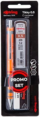 Rotring Tikky Mechanical Pencil 0.5 mm PROMO Set Free 2B Lead + Eraser, Orange Handle Color, Pack 1 pcs.