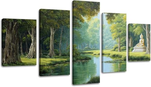 cyongshan Buddha Wall Art Modern Decor 5 Panel Canvas Artwor