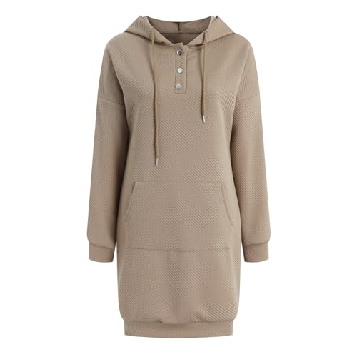 Robe sweat femme à capuche manche longue pull ample chaud hiver midi