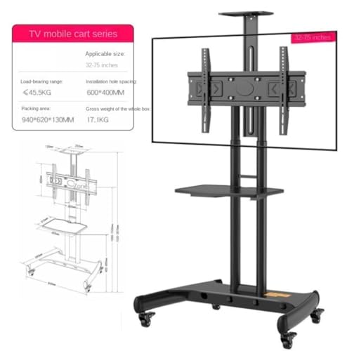 Soporte móvil ajustable para TV 32-75" hasta 100 lb miniatura 3