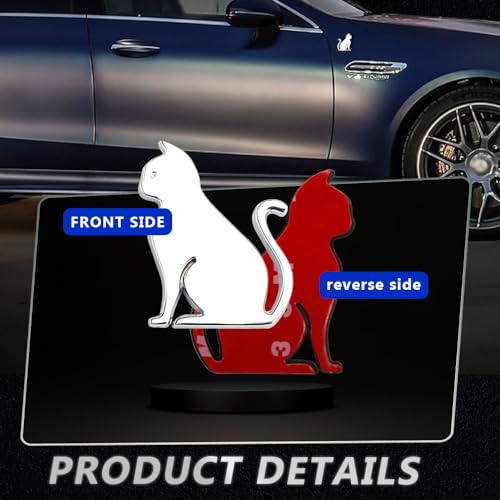 Image of Juren 3D Metal Car Sticker - Metal Cat Adhesive Badge Emblem for Universal Cars, Moto Bikes & Decoration (Silver)
