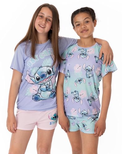 Pyjamas Disney Stitch filles t-shirts shorts ensembles de nuit rose violet Just Chill movie
