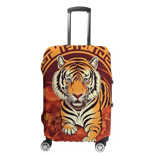 Prosperity in The Year of The Tiger Luggage Cover, Elastic Luggage Protector Fits 19-32in Suitcases, Washable & Anti-Scratch Suitcase Cover for Men Women XL
