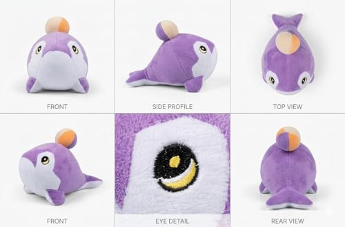Image of Dolphin Plush Soft Toy with Ball (Purple) - Cute Teddy Style Stuffed Animal for Kids & Babies | Cuddly, Washable & Huggable Gift Toy
