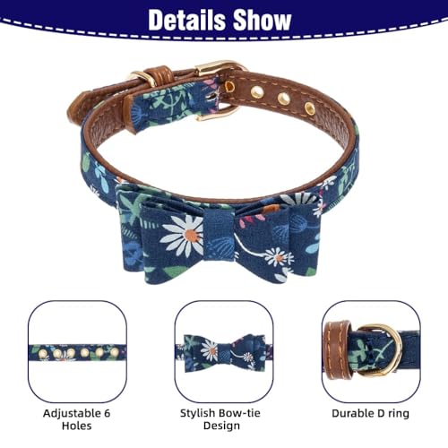 Image of EXPAWLORER Dog Collar and Leash Set - Classic Plaid Dog Bow Tie and Dog Bandana Collar with Bell, Dog Leash Tangle Free, Adjustable Collars for Small Medium Large Dogs Cats, Holiday Ideal Gift