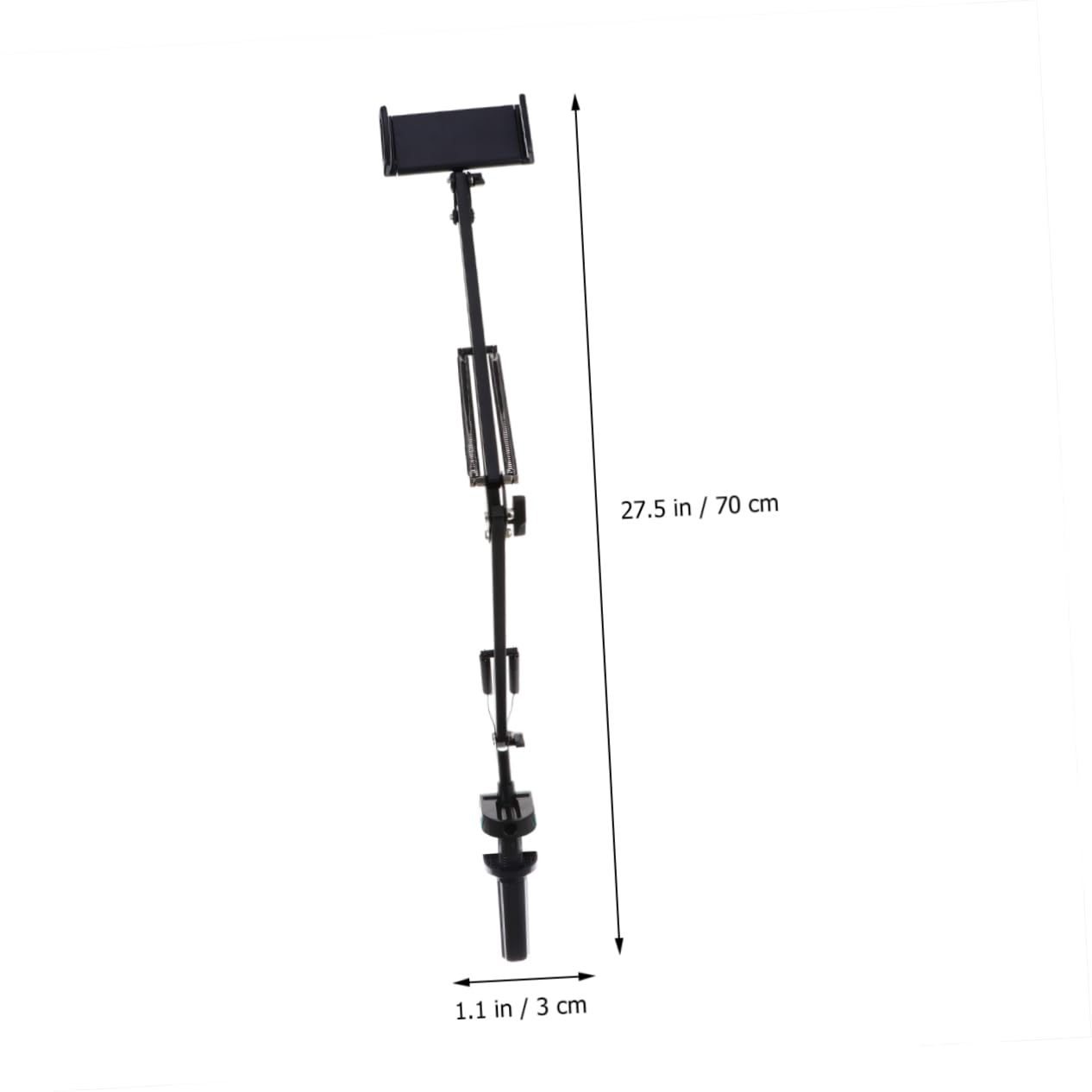 HEMOTON Supporto per Tablet e Telefono da Scrivania, Braccio Articolato Regolabile, 360° Girevole, Clip in Ferro e Plastica, Nero