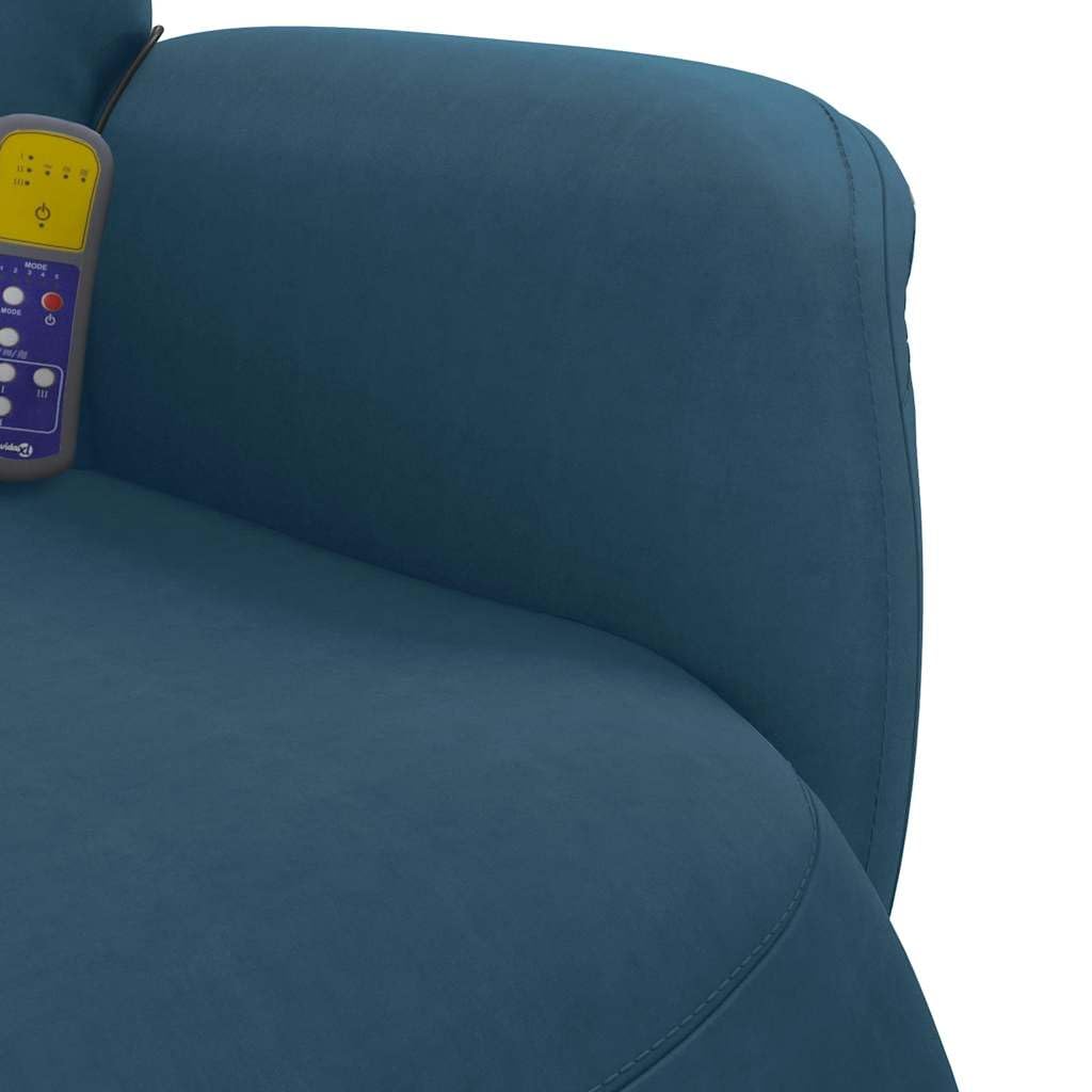vidaXL Massagesessel Verstellbare Rückenlehne Fußteil Drehbar Relaxsessel mit Liegefunktion Blau Samt