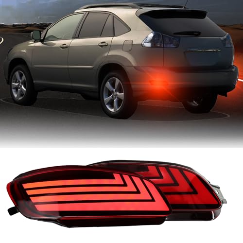 PGTOPONE Upgrade LED Rear Bumper Reflectors Light Fog Brake Tail Lamps Compatible with Lexus RX 330 2004-2006/RX 350 2007-2009/RX 400h 2006 2007 Replace Stock Reflector (Red)