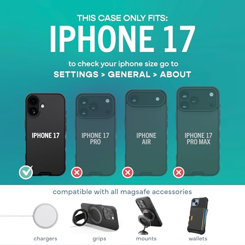 Image of Smartish iPhone 17 MagSafe Case + Screen Protector - Magnetic Slim Case - Protective Thin Grip Cover + 2-Pack Tempered Glass Screen Protectors for Apple iPhone 17 - Black Tie Affair