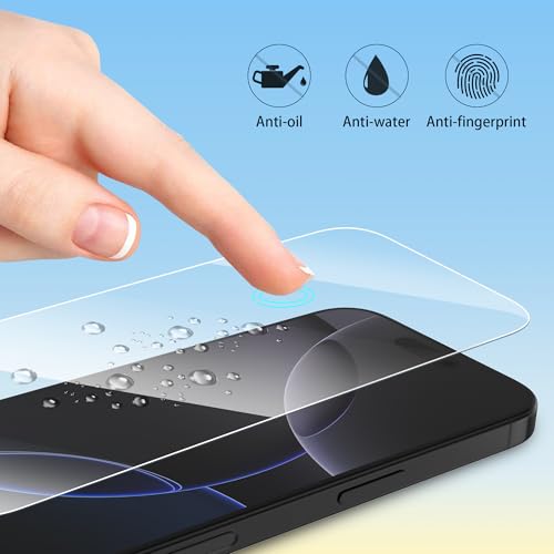 Image of 4youquality [3-Pack Screen Protector for iPhone 17 /17 Pro / 16 Pro (6.3-Inch), Tempered Glass Film, [LifetimeSupport][Impact-Protection][Anti-Shatter][Anti-Scratch]